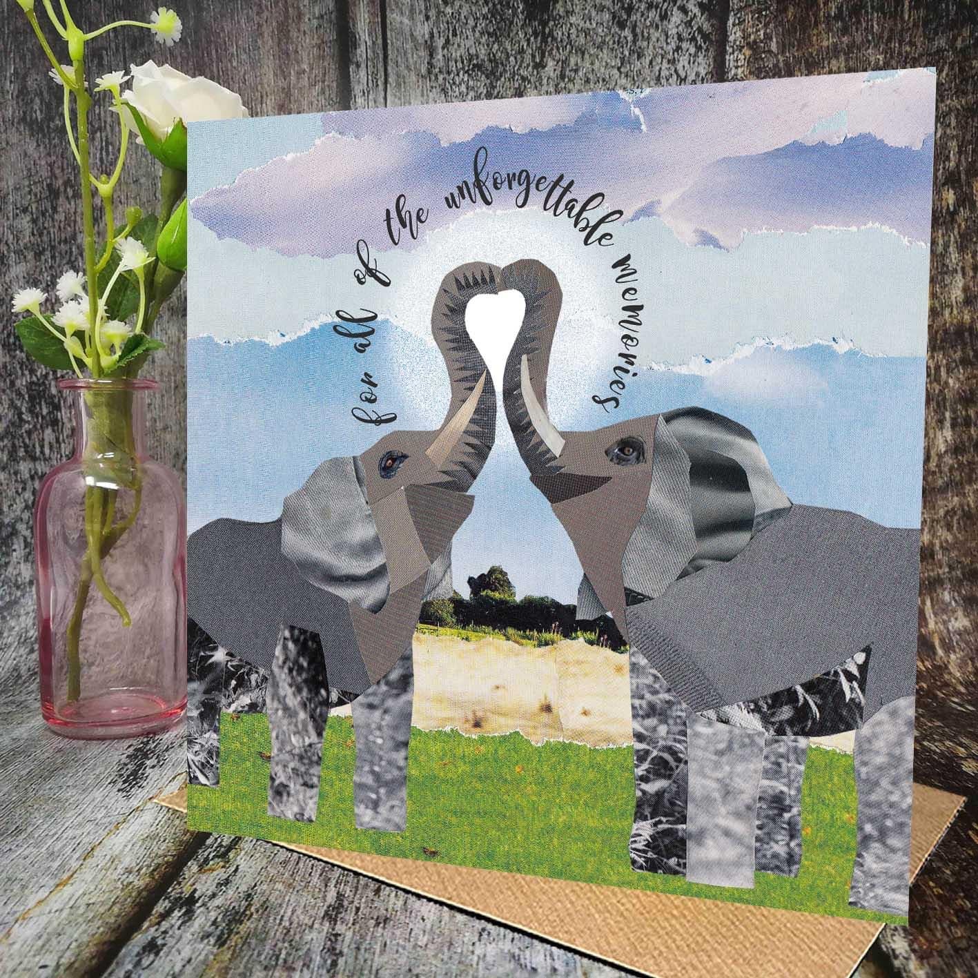 Flying Teaspoons Unforgettable Memories Elephant Blank Card