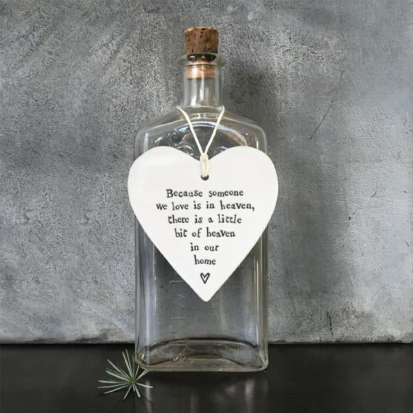 East of India Porcelain Round Hanging Heart - Bit of Heaven