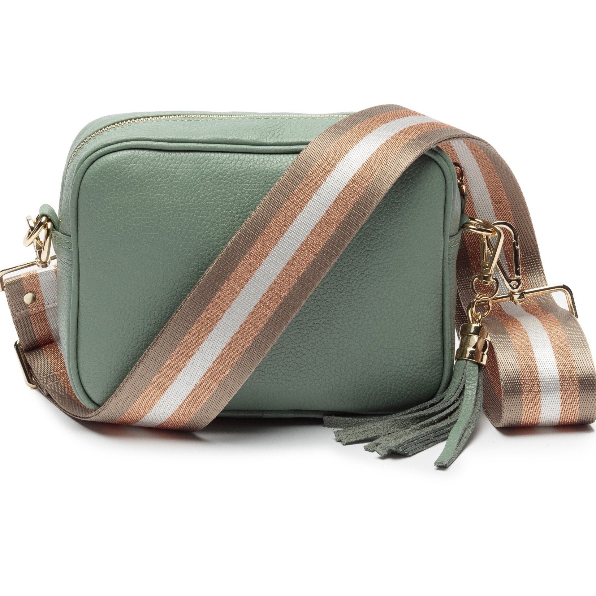 Elie Beaumont Designer CHAMPAGNE STRIPES Adjustable Crossbody Bag Strap (GOLD Fittings)