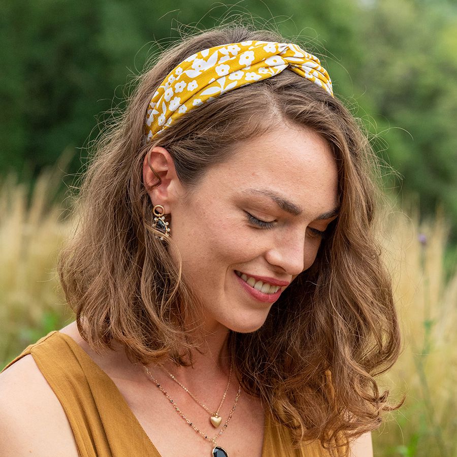POM Mustard Yellow Floral Silhouette Headband