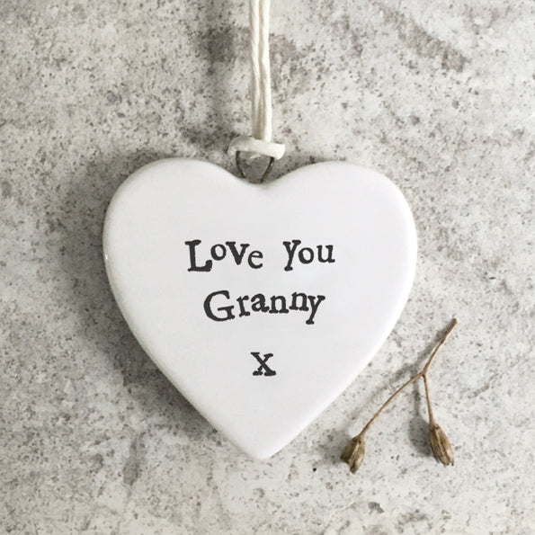 East of India Porcelain MINI Heart - Lovely Granny