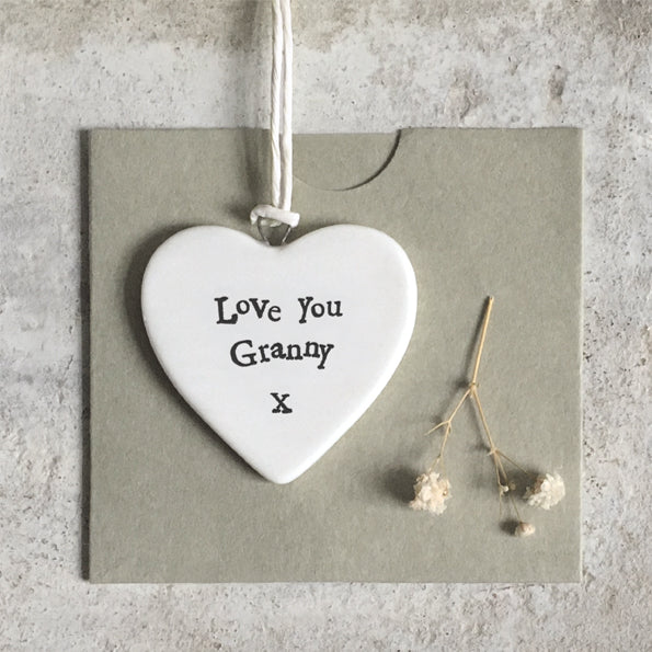 East of India Porcelain MINI Heart - Lovely Granny
