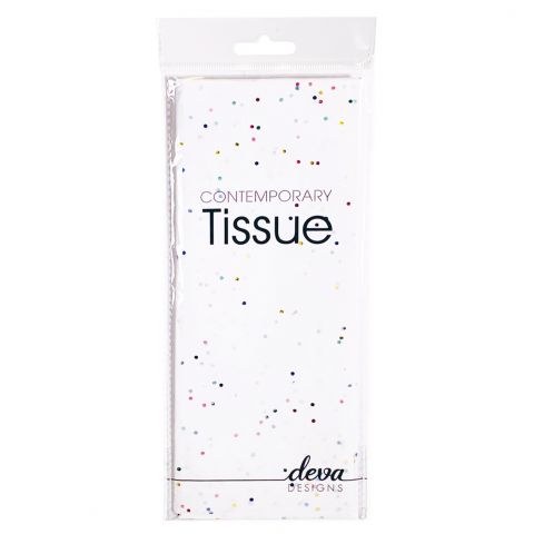 Deva Designs Sparkle Dot Fleck Tissue Paper - Pack of 4 Sheets - White