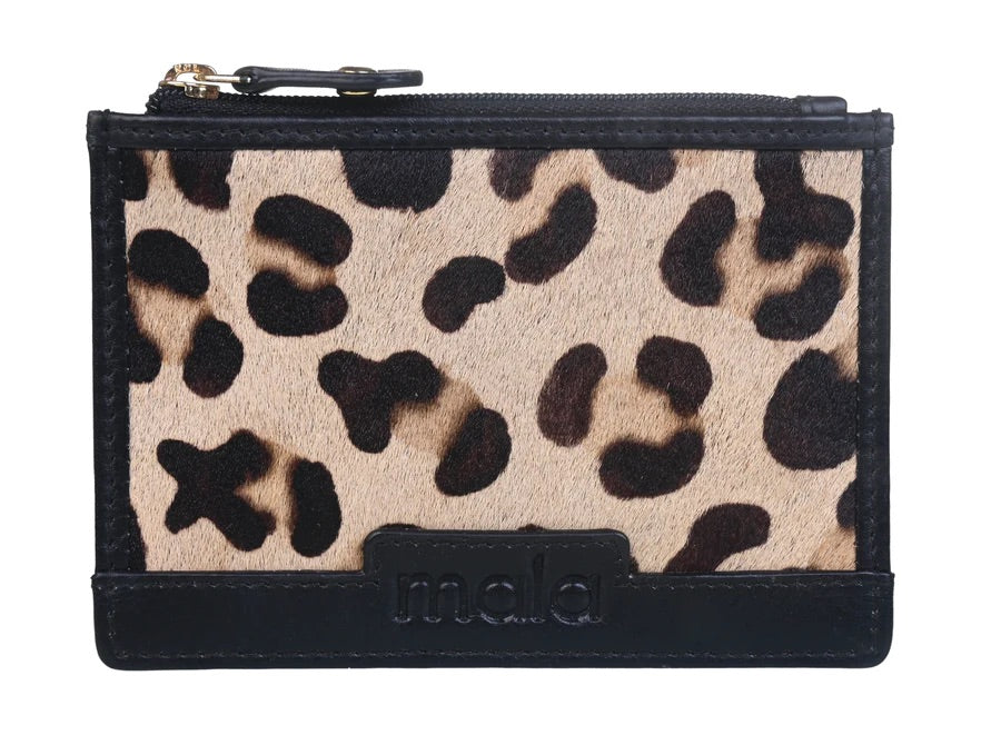 Mala Leather Matrah Leopard Coin/Card Purse (4268 90) - Black