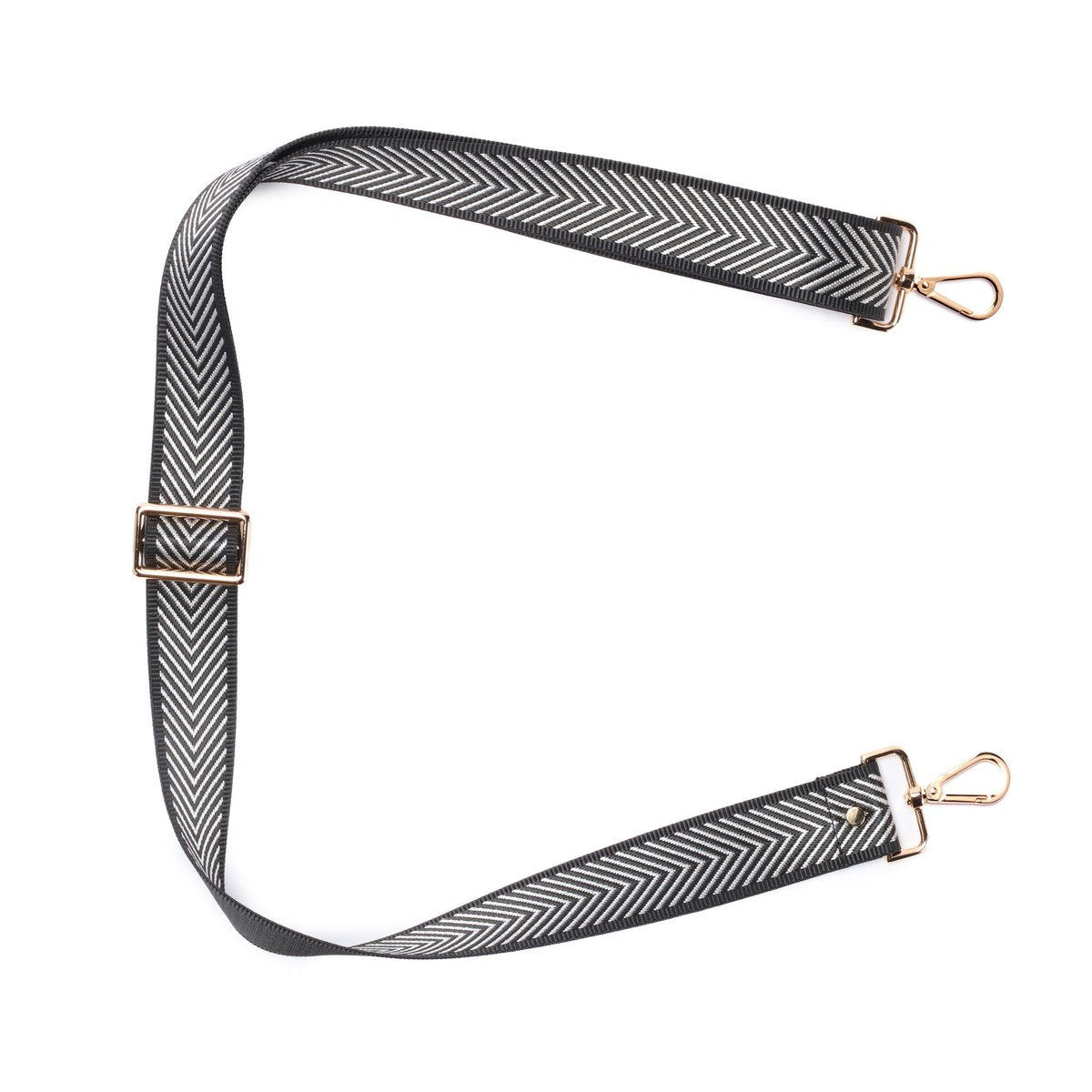 Elie Beaumont Designer SILVER/BLACK CHEVRON Adjustable Crossbody Bag Strap - GOLD Fittings