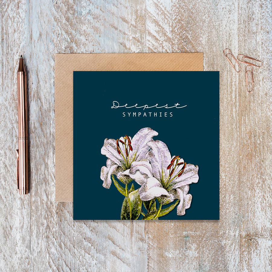 Toasted Crumpet Deepest Sympathies Floral Blank Card