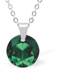 Byzantium Swarovski Crystal Pendant - Round - Emerald Green