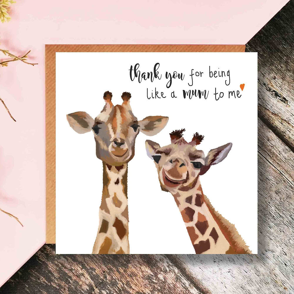 Flying Teaspoons Like a Mum to Me Giraffe Card