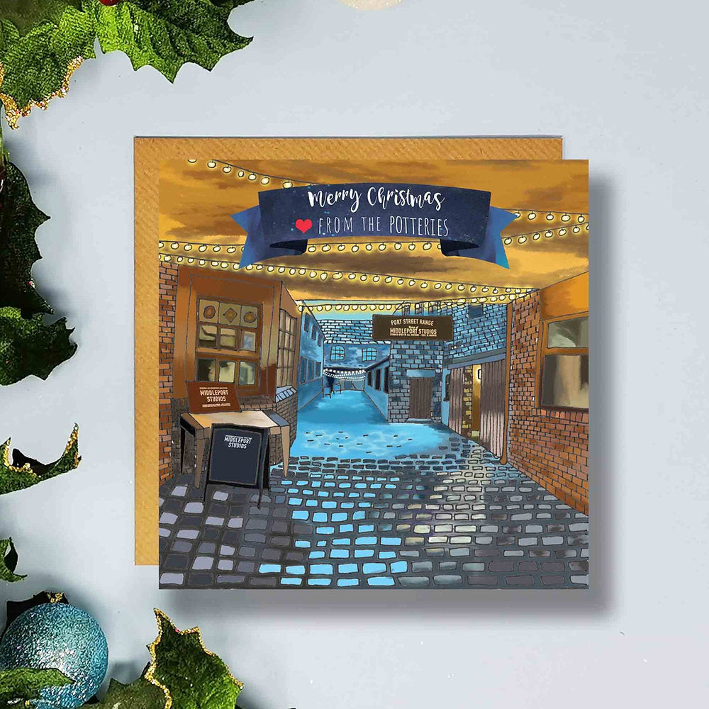 Flying Teaspoons Merry Christmas from the Potteries Middleport Christmas Card