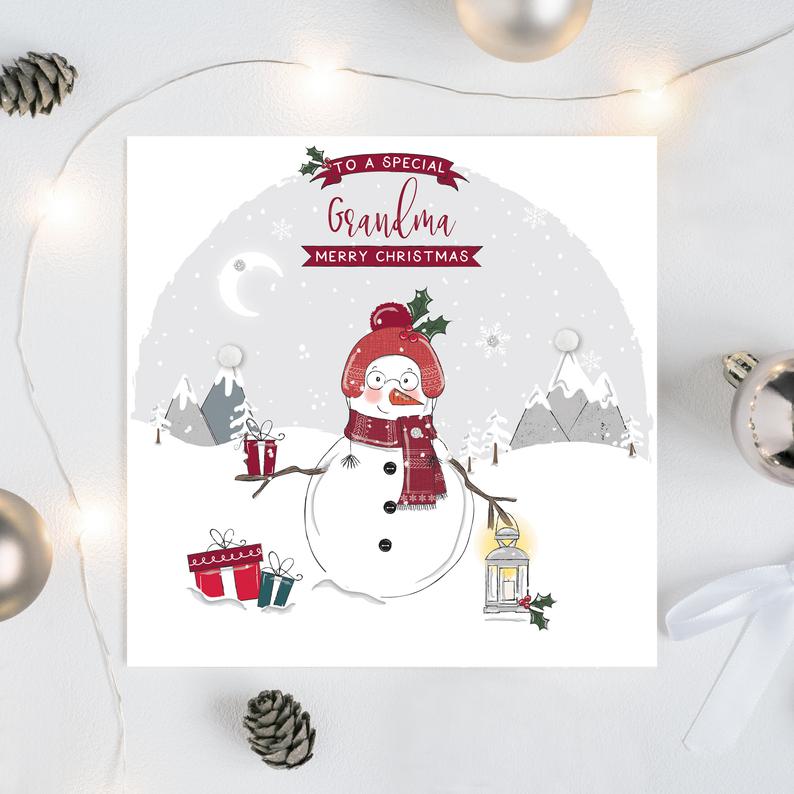The Handcrafted Card Company Special Grandma Snowman Christmas Card