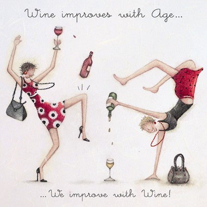 Berni Parker Blank Card - Wine improves with Age