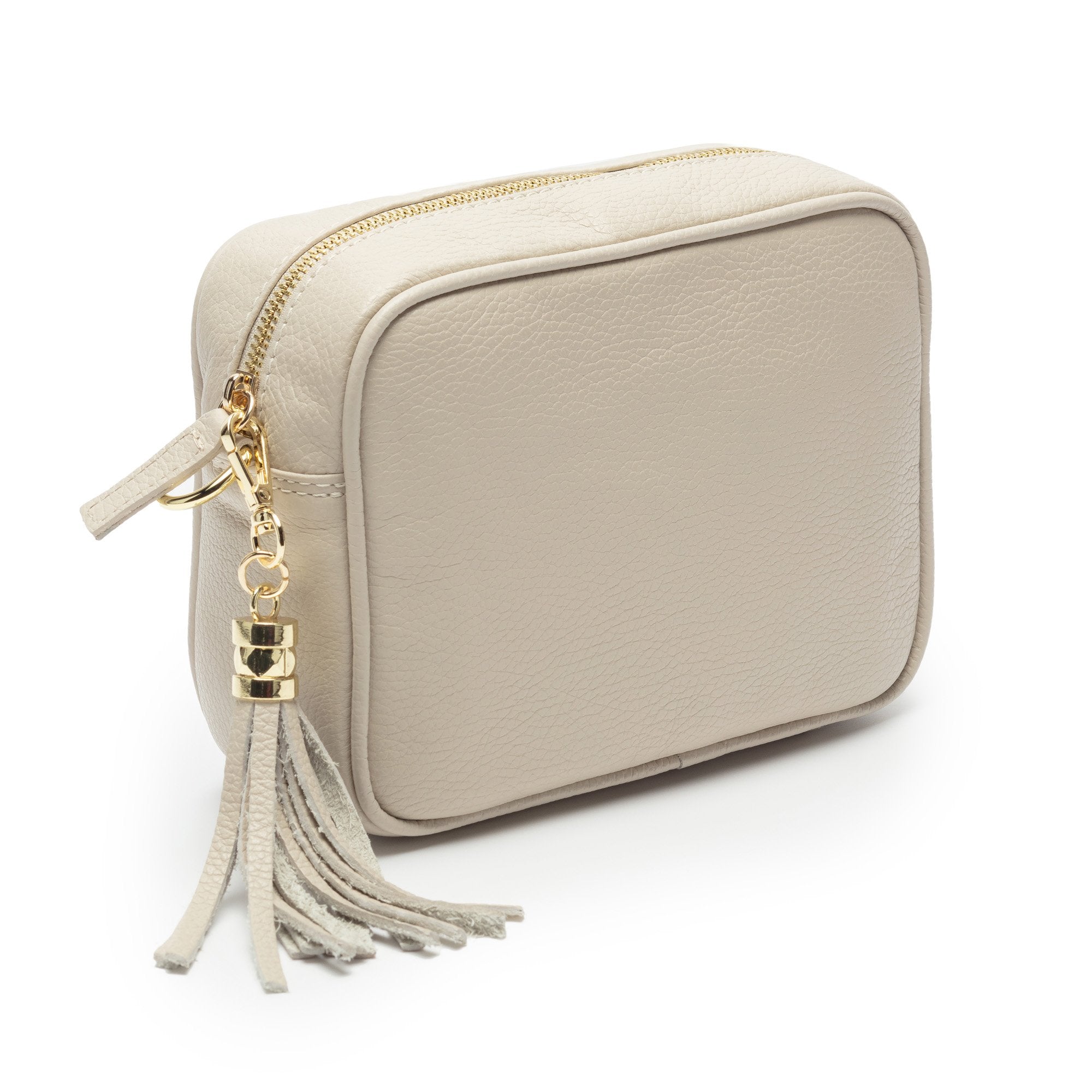 Elie Beaumont Designer Leather Crossbody Bag - Stone (GOLD Fittings)