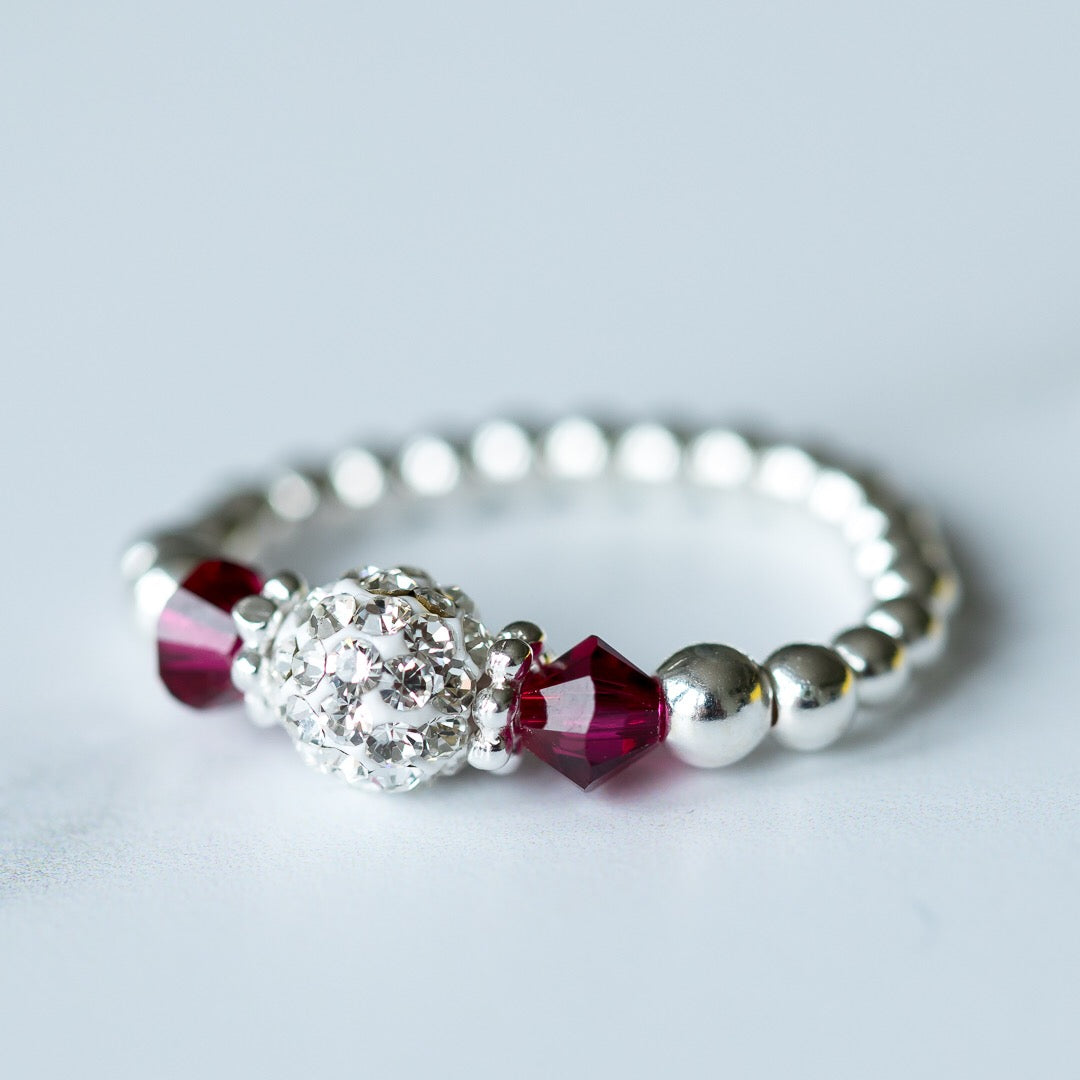 Jolu Jewellery Ruby (July Birthstone) Stretch Ring