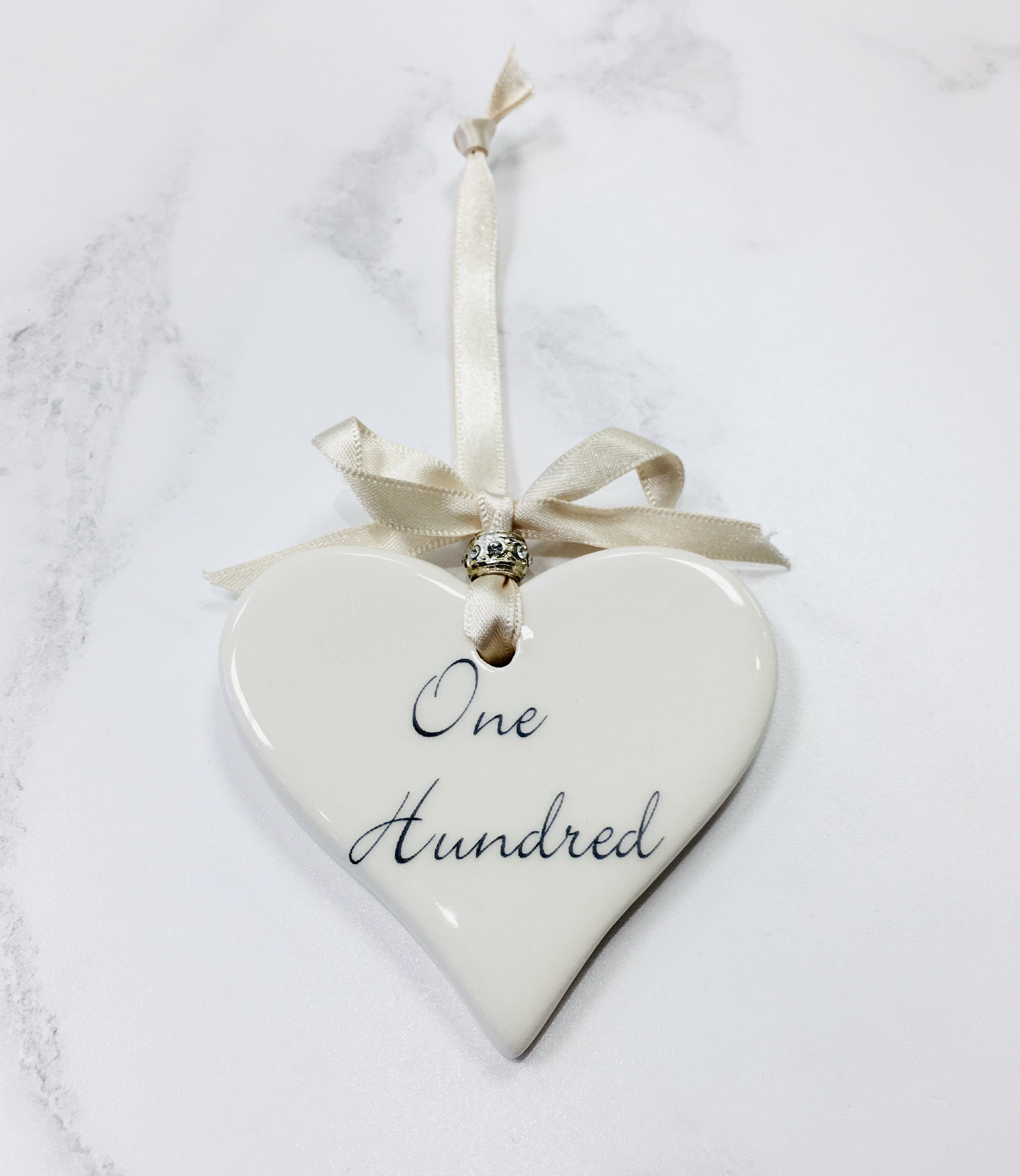 Dimbleby Ceramics Sentiment Hanging Heart - One Hundred