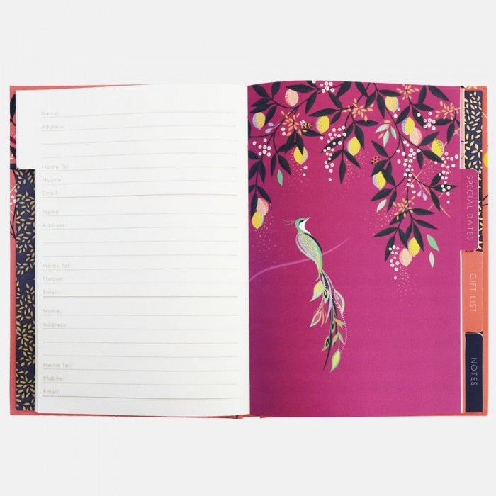 Sara Miller Coral Citrus Butterfly Address Book & Contacts Book
