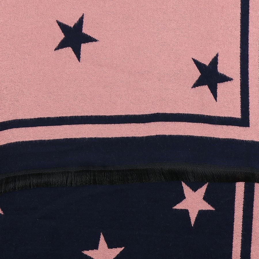 POM Navy & Salmon Pink Mix Reversible Star Scarf