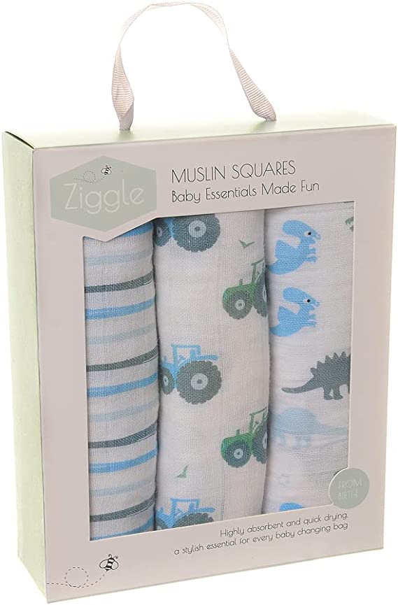 Blues Muslin Set of 3 Boxed - Ziggle