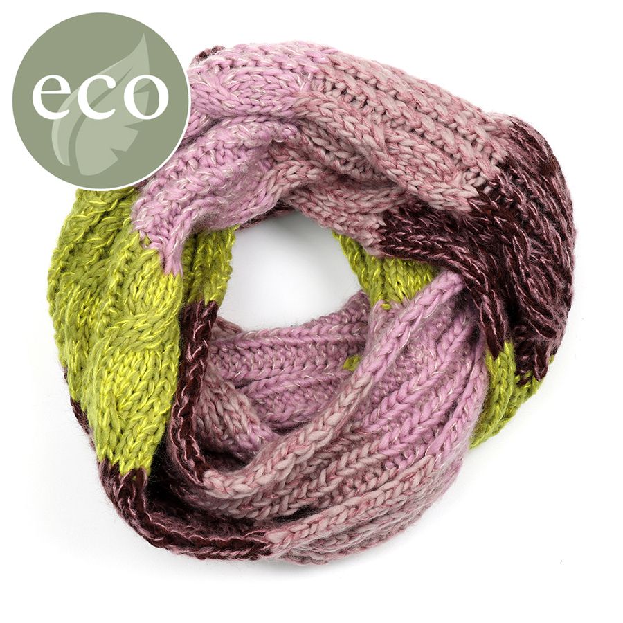 POM Pink & Lime Recycled Cable Knit Snood Scarf