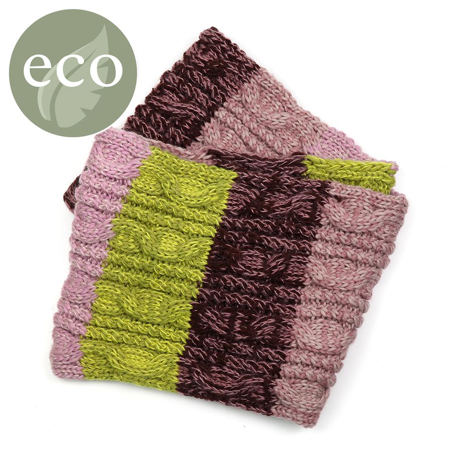 POM Pink & Lime Recycled Cable Knit Snood Scarf