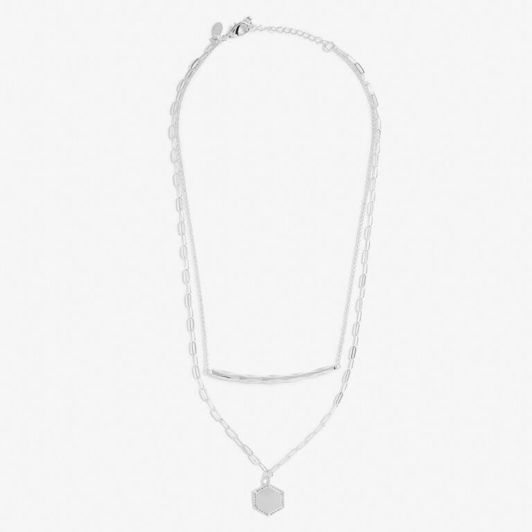 Joma Jewellery Nova Double Layer Bar Necklace - Silver