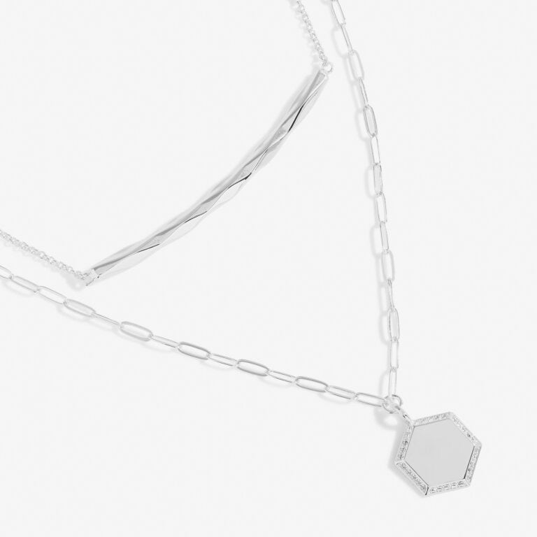 Joma Jewellery Nova Double Layer Bar Necklace - Silver