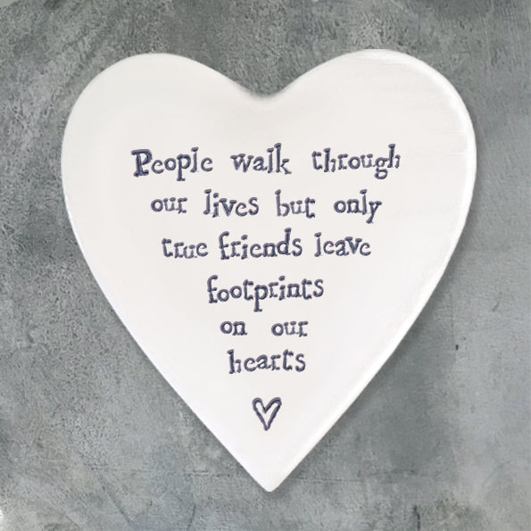 East of India Porcelain Heart Coaster - People Walk Through