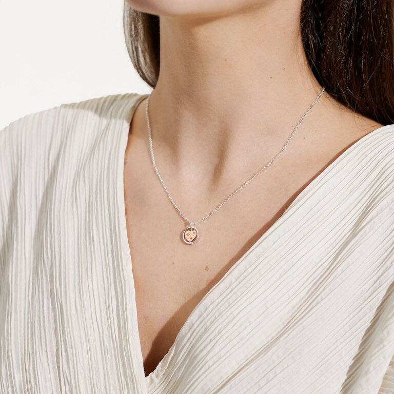 Joma Jewellery Sentiment Spinners - Love - Silver & Rose Gold Necklace