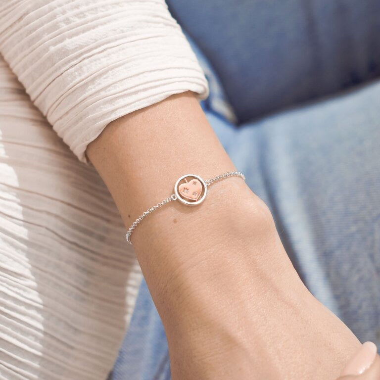 Joma Jewellery Sentiment Spinners Love Silver Rose Gold Bracelet