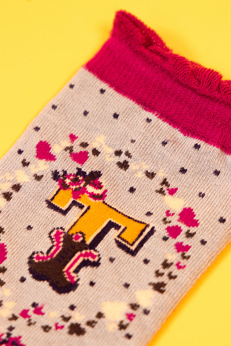 Powder Alphabet Socks - Letter T