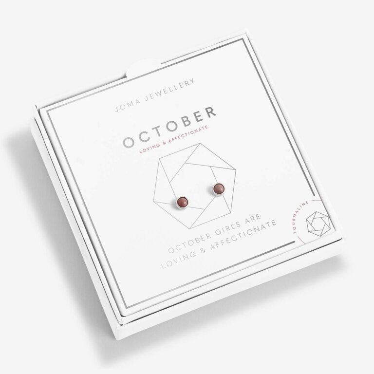 Joma Jewellery Birthstone Boxed Stud Earrings - October - Tourmaline