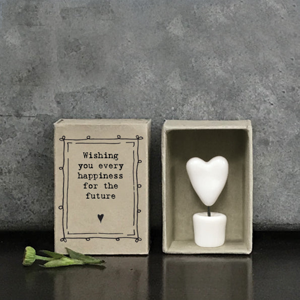 East of India Matchbox - Ceramic Ornament - Happy Future