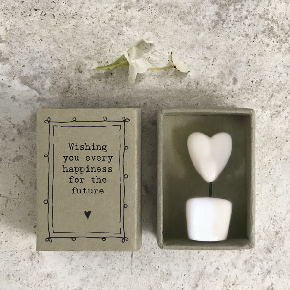 East of India Matchbox - Ceramic Ornament - Happy Future