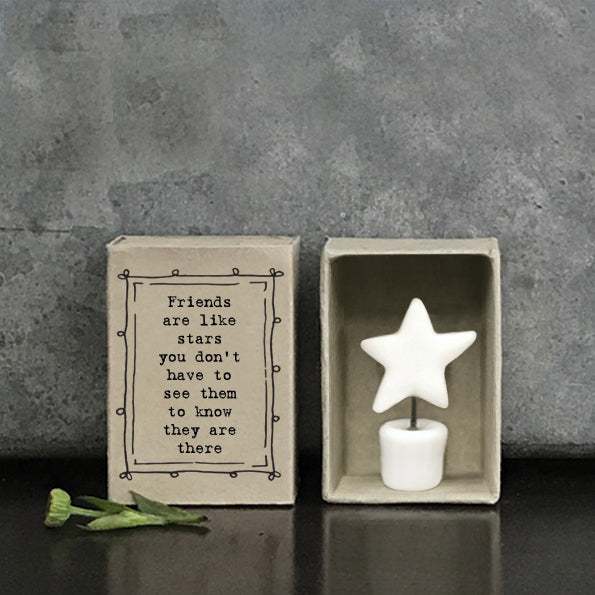 East of India Matchbox - Ceramic Ornament - Friends Are Like Stars