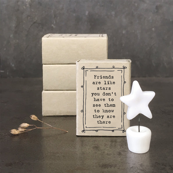 East of India Matchbox - Ceramic Ornament - Friends Are Like Stars