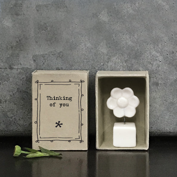 East of India Matchbox - Ceramic Ornament - Thinking of You Flower