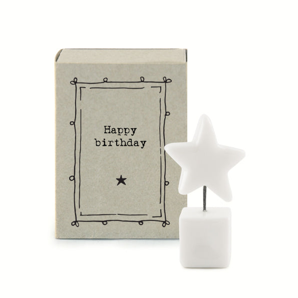 East of India Matchbox - Ceramic Ornament -Happy Birthday