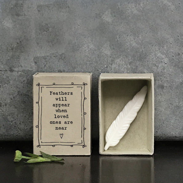 East of India Matchbox - Ceramic Ornament - Feathers Appear