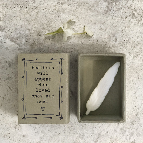 East of India Matchbox - Ceramic Ornament - Feathers Appear