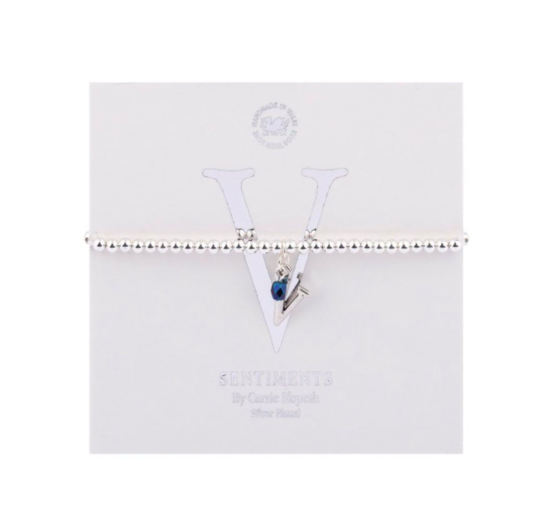Carrie Elspeth Alphabet Bracelet - Letter V