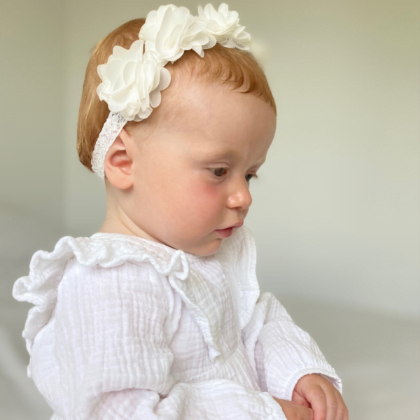 White Flowers & Lace Headband