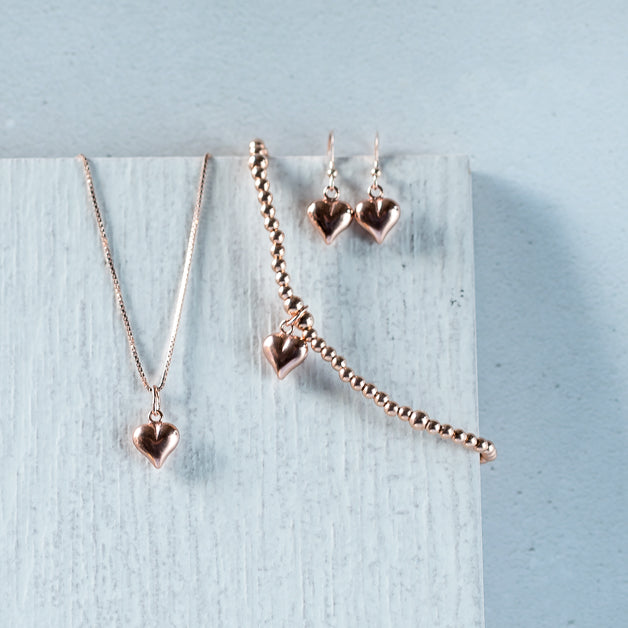 Jolu Jewellery Rose Gold Puff Heart Pendant