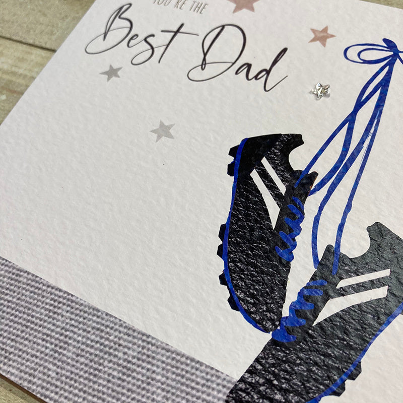 White Cotton Cards You're the Best Dad Football Boots Blank Card
