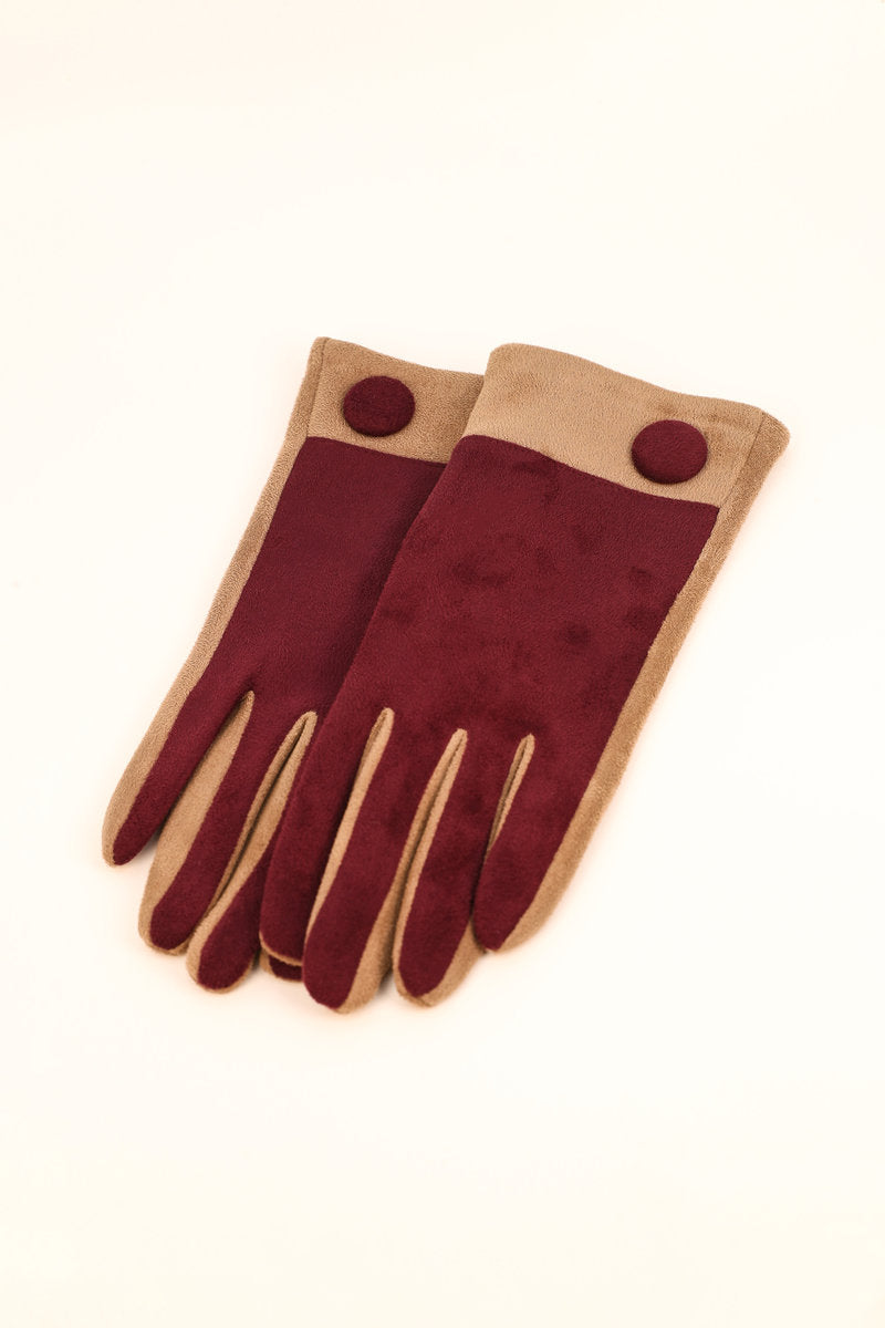 Powder Darcy Faux Suede Gloves - Damson