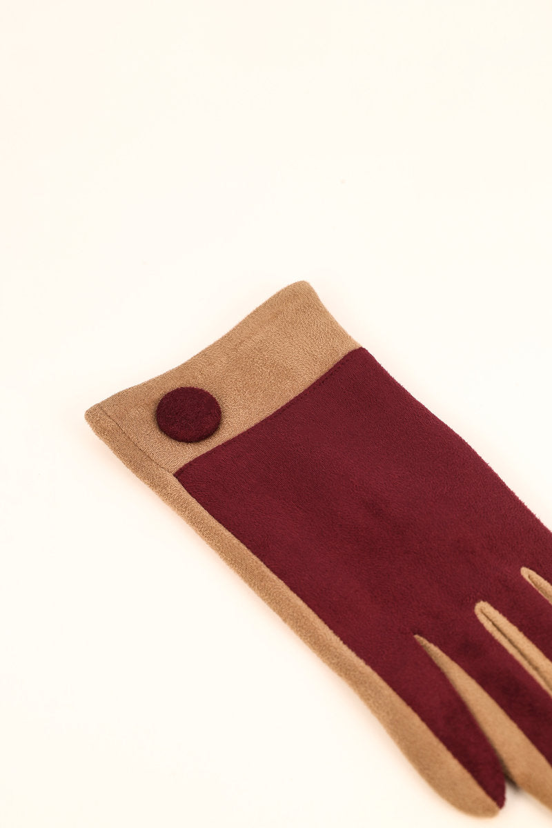 Powder Darcy Faux Suede Gloves - Damson