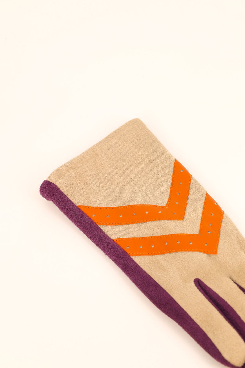 Powder Ashley Chevon Faux Suede Gloves - Grape/Mist
