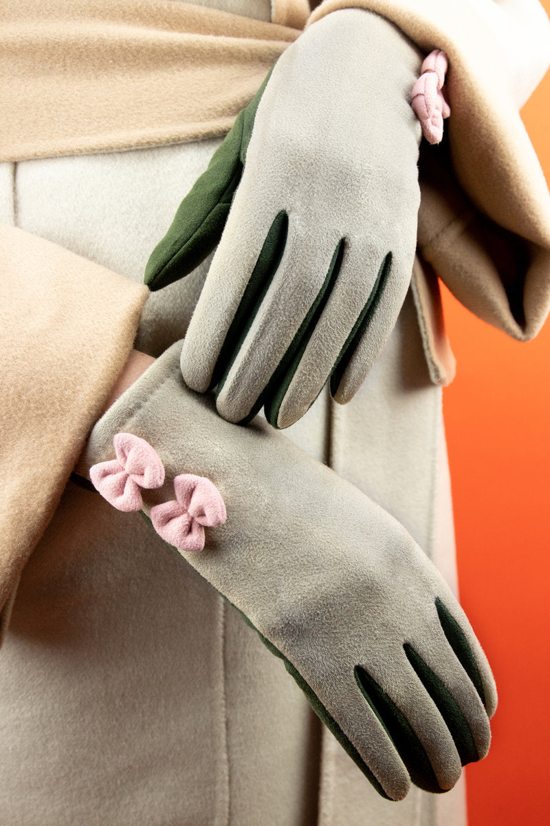 Powder Abigail Faux Suede Gloves - Slate/Mist