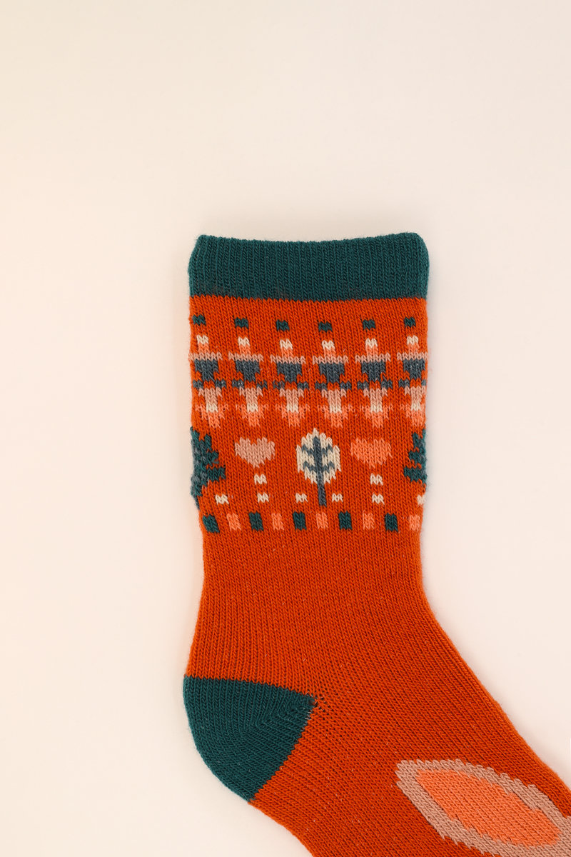 Powder Cute Hare Knitted Ankle Socks - Tangerine