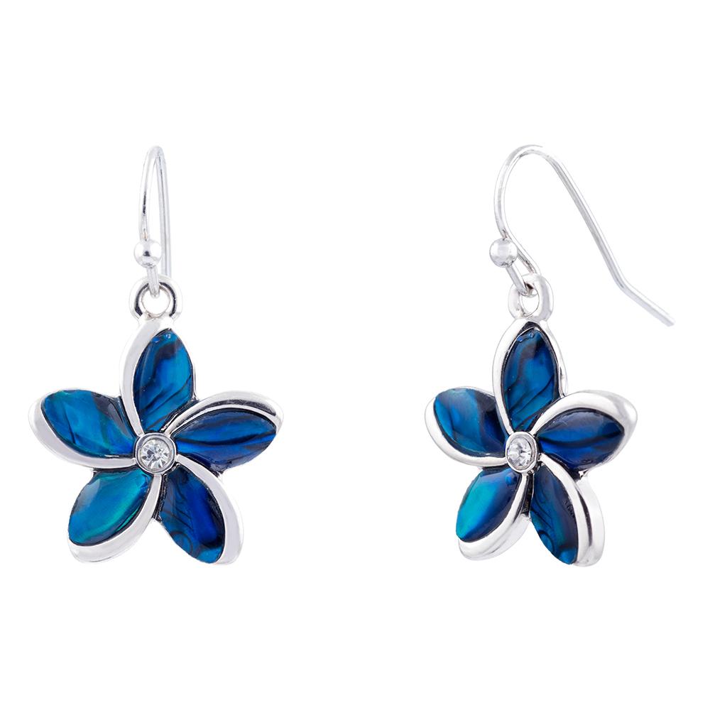 Byzantium Paua Shell Drop Earrings -Daisy with Crystal