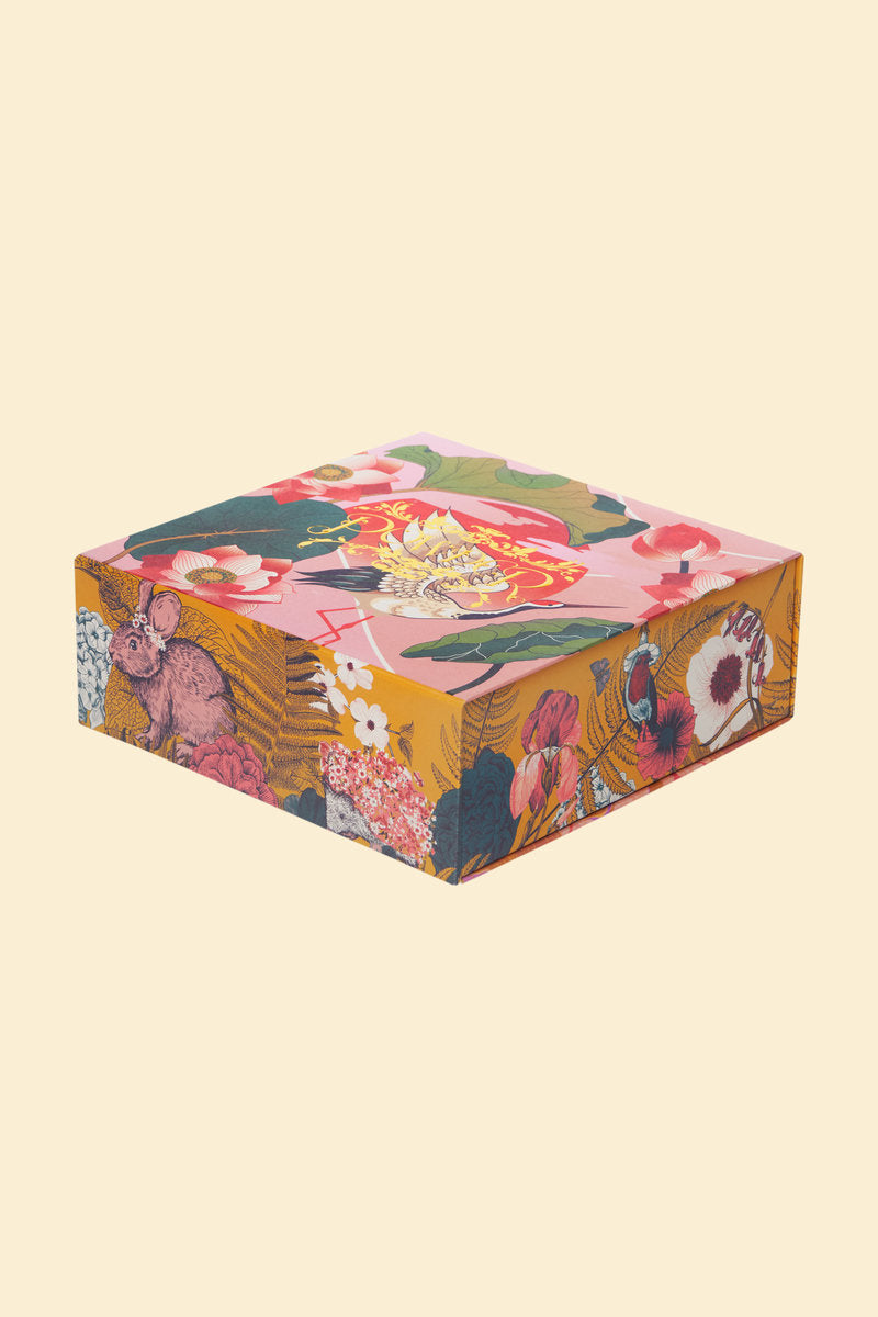 Powder Tasselled 100% Silk Scarf - Crane at Sunrise - Petal Pink
