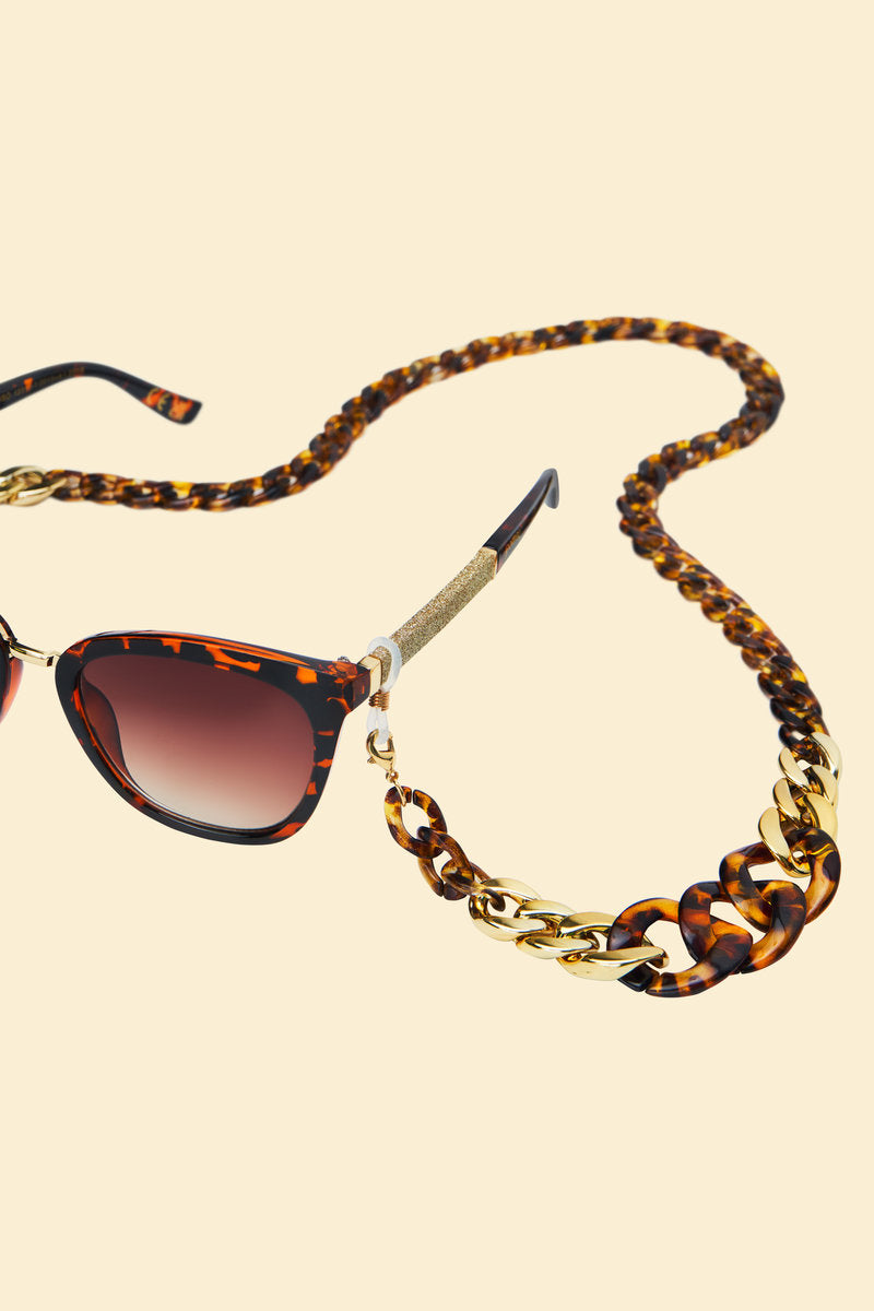 Powder Sunglasses Chain -Wave Tortoiseshell